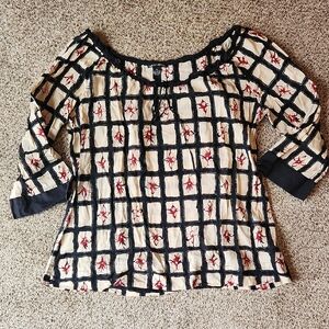 Lucky Brand | Black & Cream Boho Blouse